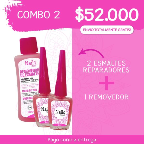 Combo 2, 2 Esmaltes Reparadores + 1 Removedor