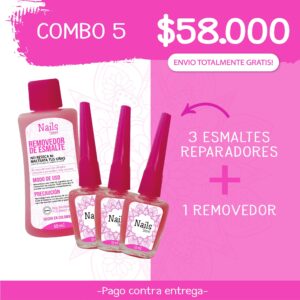 Combo 5, 3 Esmaltes Reparadores + 1 Removedor